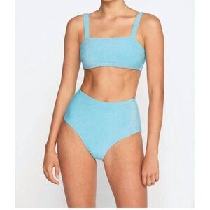 Mikoh Kano Top Muliki Bottom Metallic Flat Elastic Square Top High Waist Bikini